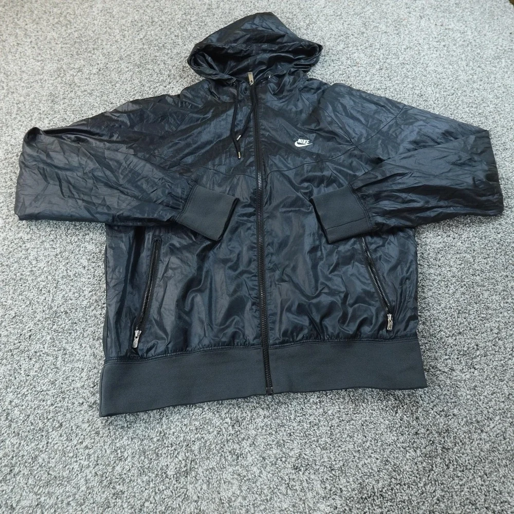 Nike Jacket Mens L Black Sportswear Windrunner Hooded Windbreaker Full‎ Zip Coat